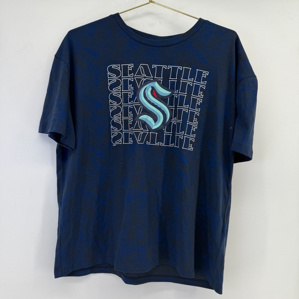 Seattle Kraken Fanatics NHL Hockey T‎ Shirt Kids Large Blue
